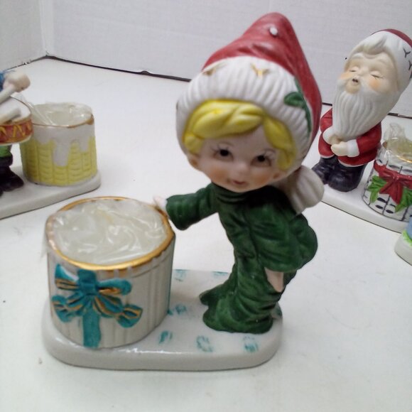 Christmas Luvkins Vintage 1978 Candle Holders Lot of 4 Santa Angel Drummer Boy - Picture 6 of 15